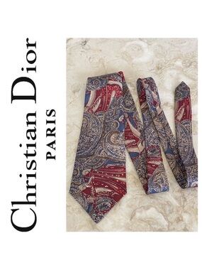 Christian Dior 100% Silk Multi Colour Print Tie Vintage